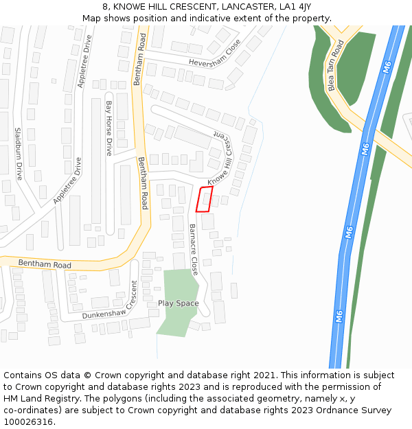 8, KNOWE HILL CRESCENT, LANCASTER, LA1 4JY: Location map and indicative extent of plot