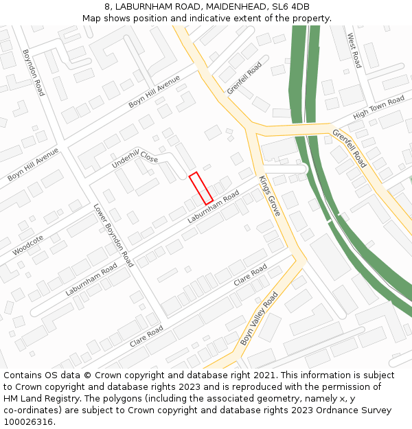 8, LABURNHAM ROAD, MAIDENHEAD, SL6 4DB: Location map and indicative extent of plot