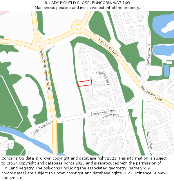 8, LADY RICHELD CLOSE, RUNCORN, WA7 1XQ: Location map and indicative extent of plot