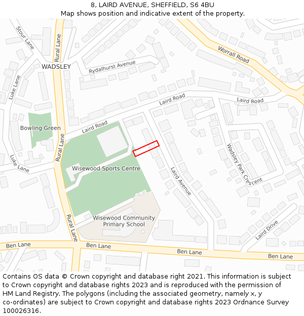 8, LAIRD AVENUE, SHEFFIELD, S6 4BU: Location map and indicative extent of plot