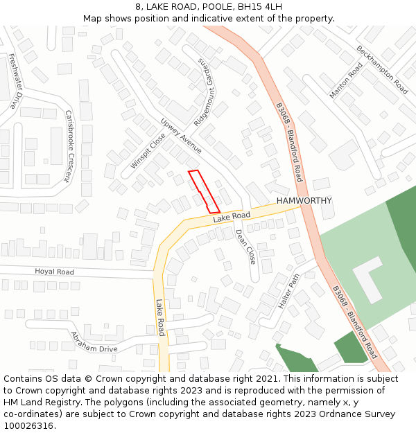 8, LAKE ROAD, POOLE, BH15 4LH: Location map and indicative extent of plot