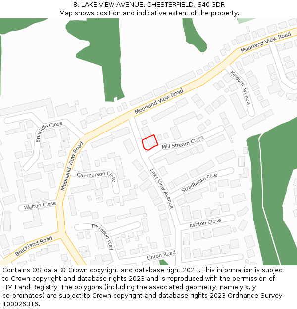 8, LAKE VIEW AVENUE, CHESTERFIELD, S40 3DR: Location map and indicative extent of plot