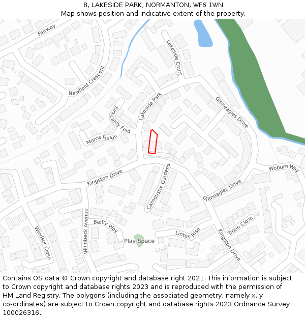 8, LAKESIDE PARK, NORMANTON, WF6 1WN: Location map and indicative extent of plot