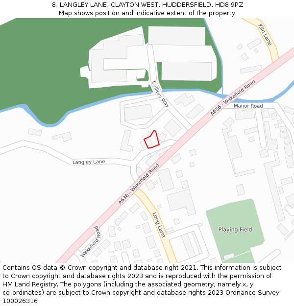 8, LANGLEY LANE, CLAYTON WEST, HUDDERSFIELD, HD8 9PZ: Location map and indicative extent of plot