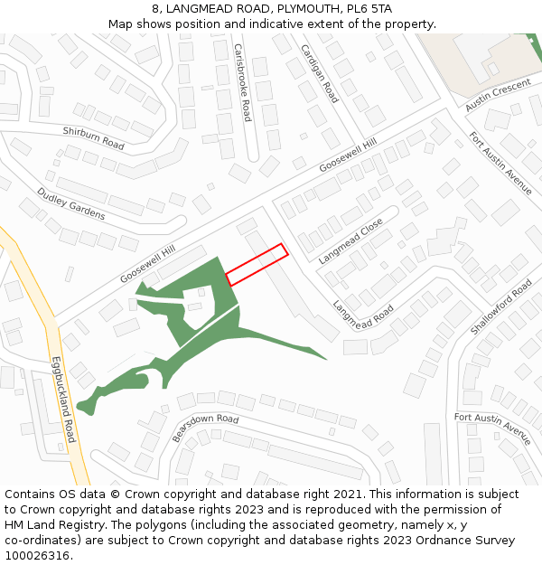 8, LANGMEAD ROAD, PLYMOUTH, PL6 5TA: Location map and indicative extent of plot