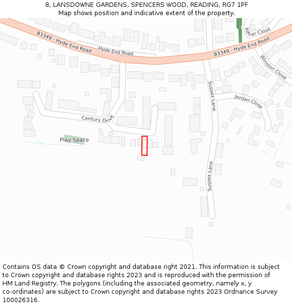 8, LANSDOWNE GARDENS, SPENCERS WOOD, READING, RG7 1PF: Location map and indicative extent of plot