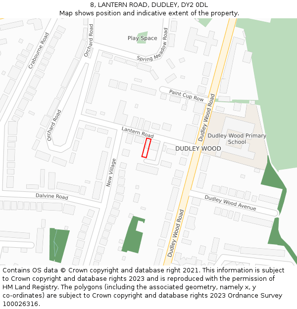 8, LANTERN ROAD, DUDLEY, DY2 0DL: Location map and indicative extent of plot