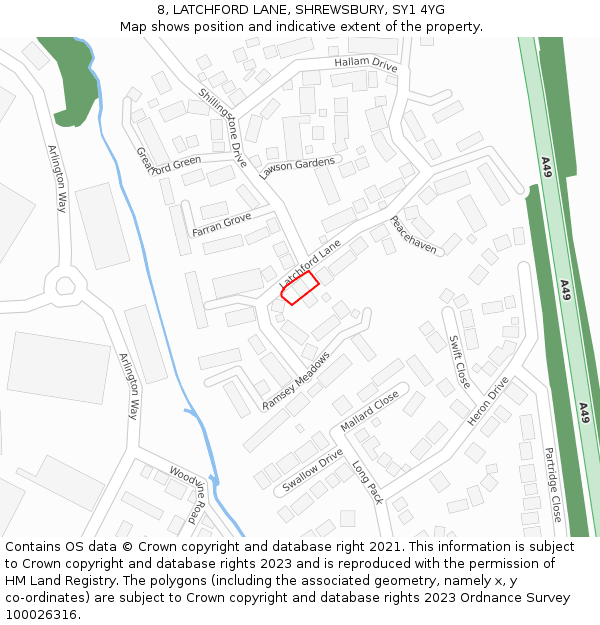 8, LATCHFORD LANE, SHREWSBURY, SY1 4YG: Location map and indicative extent of plot