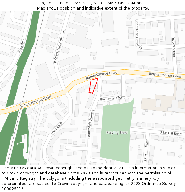 8, LAUDERDALE AVENUE, NORTHAMPTON, NN4 8RL: Location map and indicative extent of plot