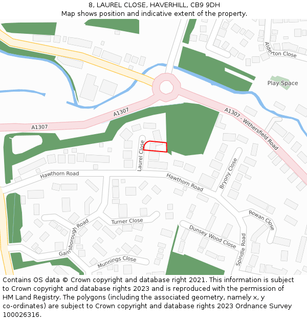 8, LAUREL CLOSE, HAVERHILL, CB9 9DH: Location map and indicative extent of plot