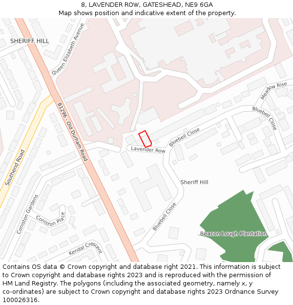 8, LAVENDER ROW, GATESHEAD, NE9 6GA: Location map and indicative extent of plot