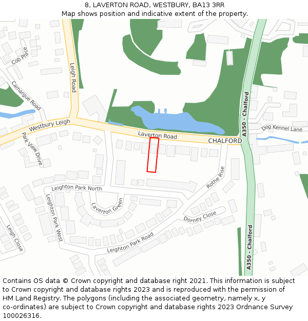 8, LAVERTON ROAD, WESTBURY, BA13 3RR: Location map and indicative extent of plot