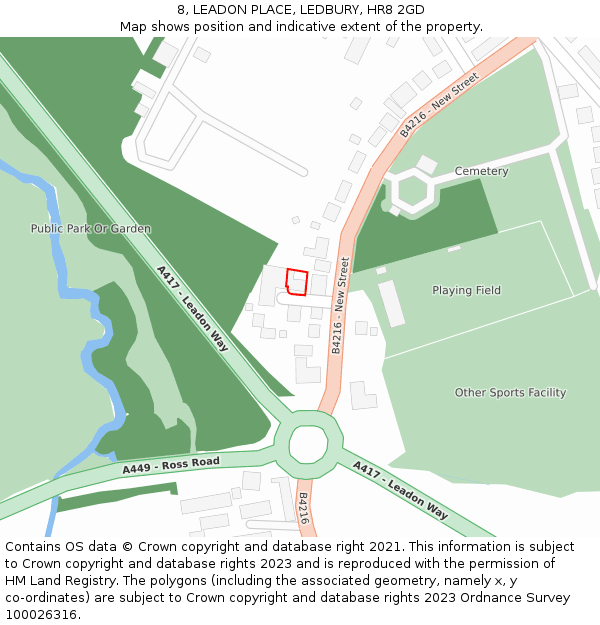 8, LEADON PLACE, LEDBURY, HR8 2GD: Location map and indicative extent of plot