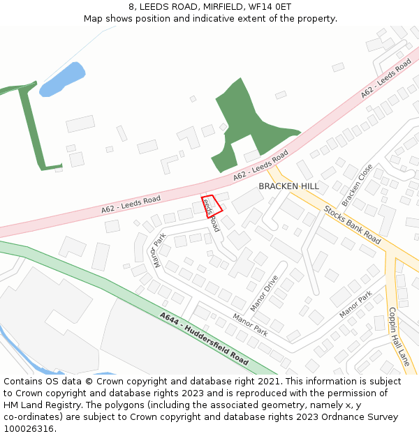 8, LEEDS ROAD, MIRFIELD, WF14 0ET: Location map and indicative extent of plot