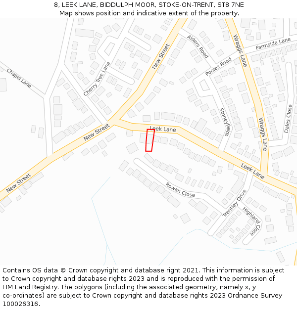 8, LEEK LANE, BIDDULPH MOOR, STOKE-ON-TRENT, ST8 7NE: Location map and indicative extent of plot