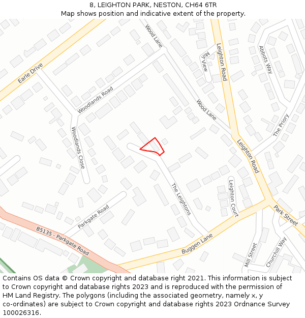 8, LEIGHTON PARK, NESTON, CH64 6TR: Location map and indicative extent of plot