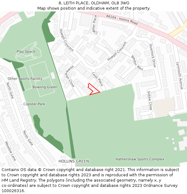 8, LEITH PLACE, OLDHAM, OL8 3WG: Location map and indicative extent of plot