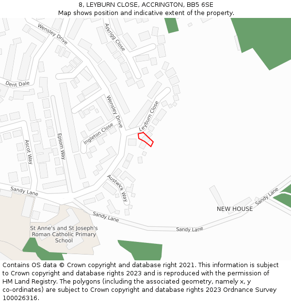 8, LEYBURN CLOSE, ACCRINGTON, BB5 6SE: Location map and indicative extent of plot