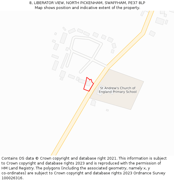 8, LIBERATOR VIEW, NORTH PICKENHAM, SWAFFHAM, PE37 8LP: Location map and indicative extent of plot