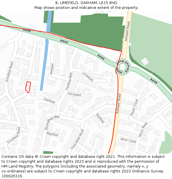 8, LIMEFIELD, OAKHAM, LE15 6ND: Location map and indicative extent of plot