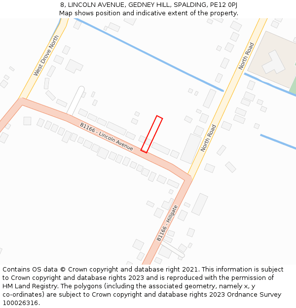 8, LINCOLN AVENUE, GEDNEY HILL, SPALDING, PE12 0PJ: Location map and indicative extent of plot