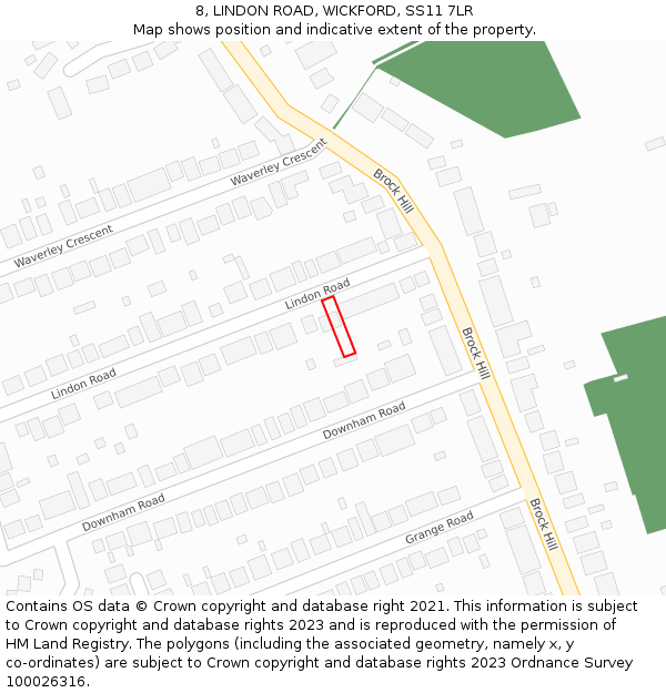 8, LINDON ROAD, WICKFORD, SS11 7LR: Location map and indicative extent of plot