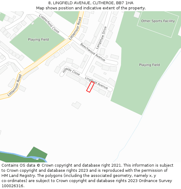 8, LINGFIELD AVENUE, CLITHEROE, BB7 1HA: Location map and indicative extent of plot