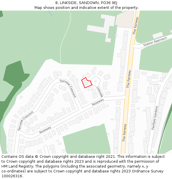 8, LINKSIDE, SANDOWN, PO36 9EJ: Location map and indicative extent of plot