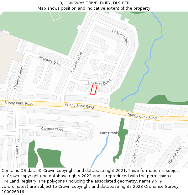 8, LINKSWAY DRIVE, BURY, BL9 8EP: Location map and indicative extent of plot
