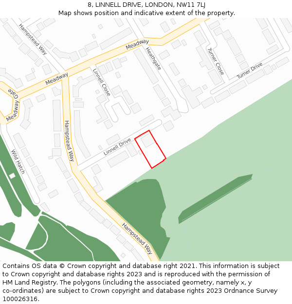 8, LINNELL DRIVE, LONDON, NW11 7LJ: Location map and indicative extent of plot