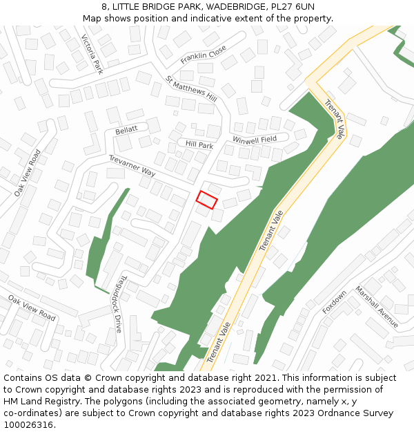 8, LITTLE BRIDGE PARK, WADEBRIDGE, PL27 6UN: Location map and indicative extent of plot