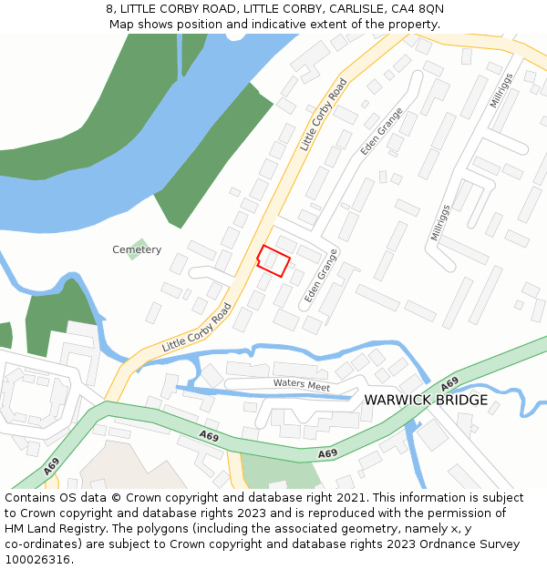 8, LITTLE CORBY ROAD, LITTLE CORBY, CARLISLE, CA4 8QN: Location map and indicative extent of plot