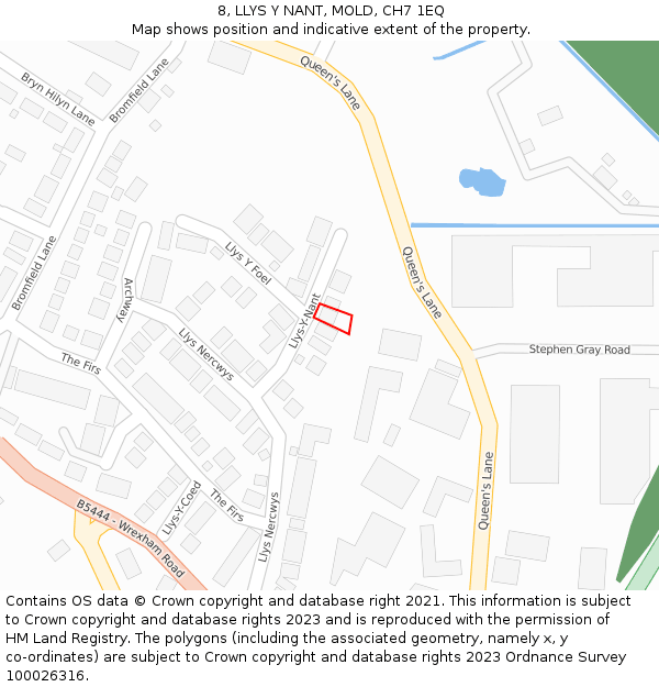 8, LLYS Y NANT, MOLD, CH7 1EQ: Location map and indicative extent of plot