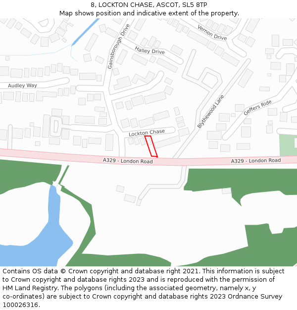 8, LOCKTON CHASE, ASCOT, SL5 8TP: Location map and indicative extent of plot