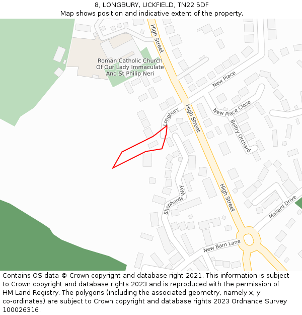 8, LONGBURY, UCKFIELD, TN22 5DF: Location map and indicative extent of plot