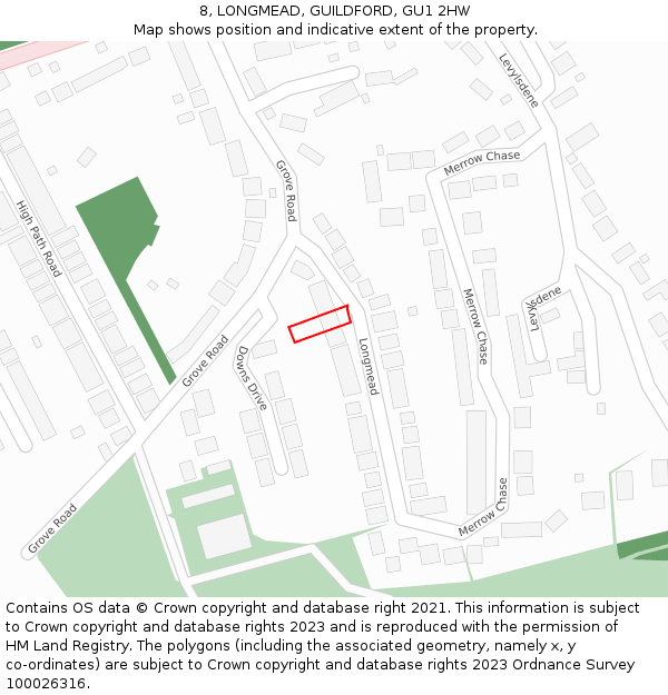 8, LONGMEAD, GUILDFORD, GU1 2HW: Location map and indicative extent of plot