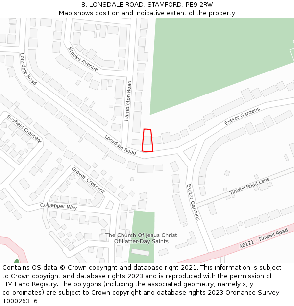 8, LONSDALE ROAD, STAMFORD, PE9 2RW: Location map and indicative extent of plot