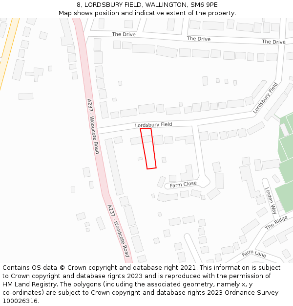 8, LORDSBURY FIELD, WALLINGTON, SM6 9PE: Location map and indicative extent of plot