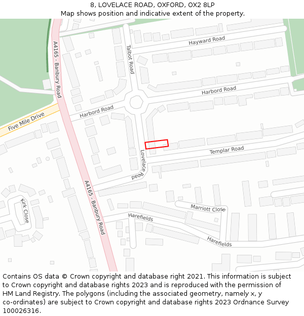 8, LOVELACE ROAD, OXFORD, OX2 8LP: Location map and indicative extent of plot