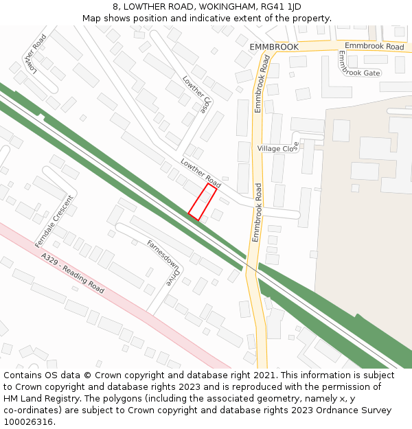 8, LOWTHER ROAD, WOKINGHAM, RG41 1JD: Location map and indicative extent of plot
