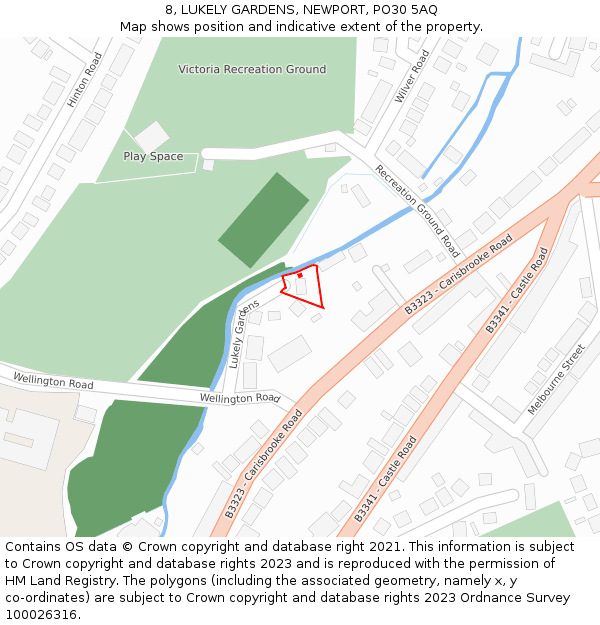 8, LUKELY GARDENS, NEWPORT, PO30 5AQ: Location map and indicative extent of plot
