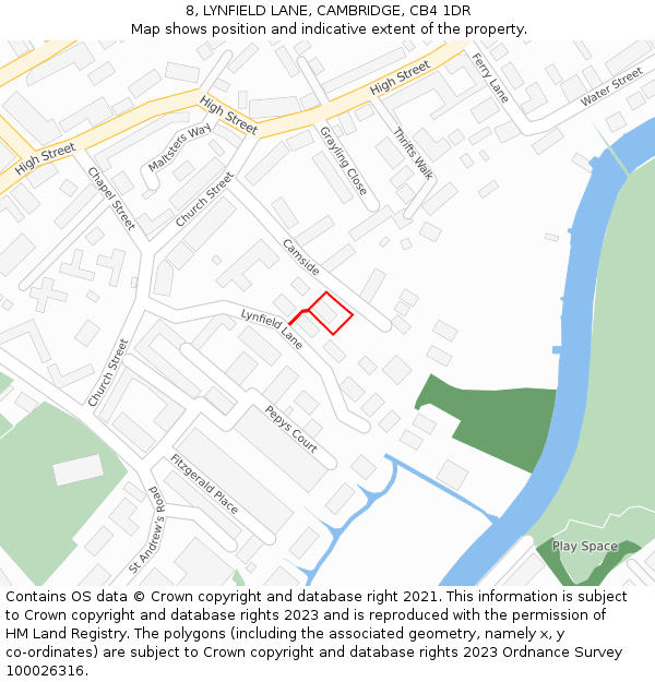 8, LYNFIELD LANE, CAMBRIDGE, CB4 1DR: Location map and indicative extent of plot