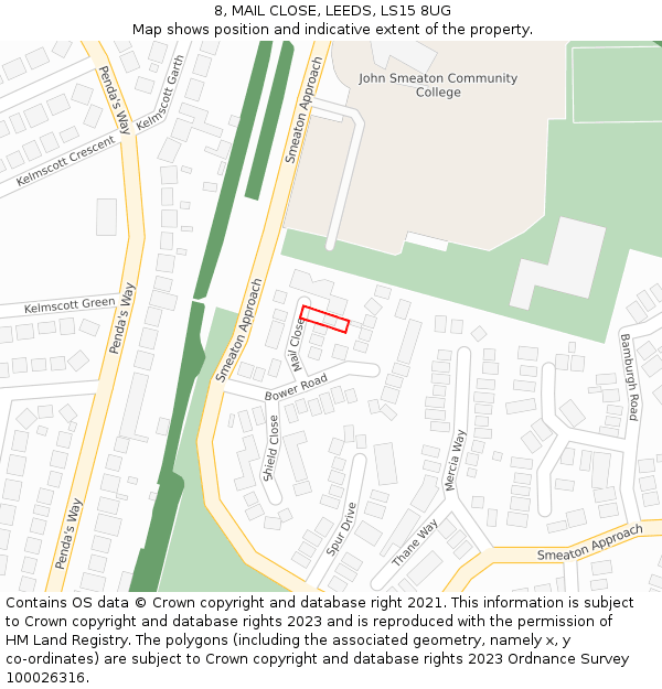 8, MAIL CLOSE, LEEDS, LS15 8UG: Location map and indicative extent of plot