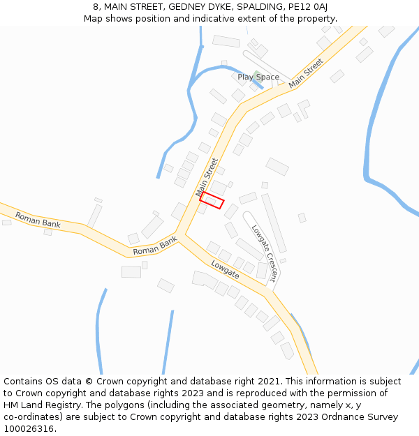 8, MAIN STREET, GEDNEY DYKE, SPALDING, PE12 0AJ: Location map and indicative extent of plot