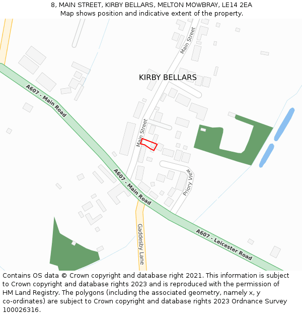 8, MAIN STREET, KIRBY BELLARS, MELTON MOWBRAY, LE14 2EA: Location map and indicative extent of plot