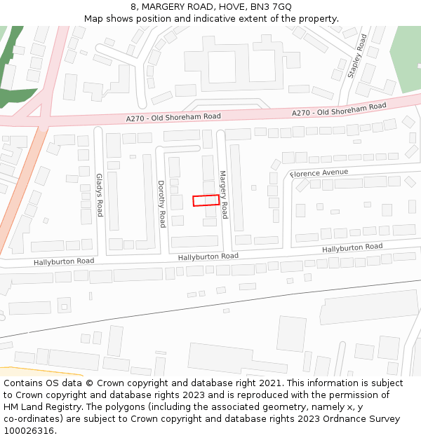 8, MARGERY ROAD, HOVE, BN3 7GQ: Location map and indicative extent of plot