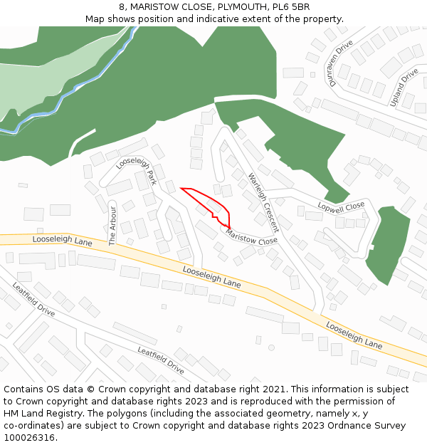 8, MARISTOW CLOSE, PLYMOUTH, PL6 5BR: Location map and indicative extent of plot