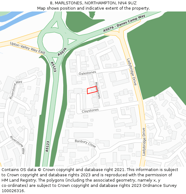 8, MARLSTONES, NORTHAMPTON, NN4 9UZ: Location map and indicative extent of plot