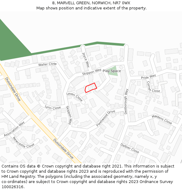 8, MARVELL GREEN, NORWICH, NR7 0WX: Location map and indicative extent of plot