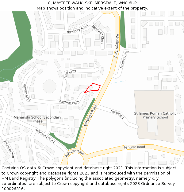 8, MAYTREE WALK, SKELMERSDALE, WN8 6UP: Location map and indicative extent of plot